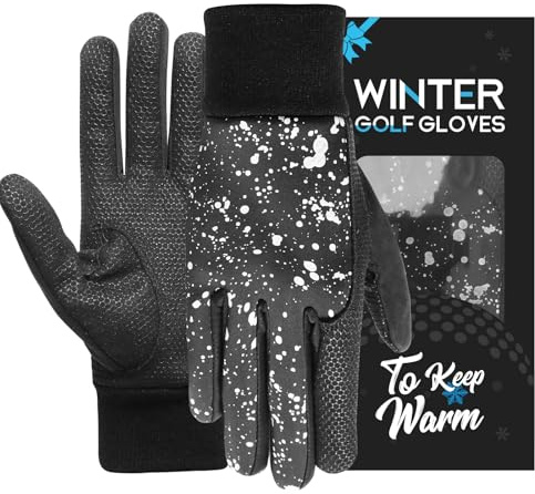 FINGER TEN Golfhandschuhe Winter Damen Herren Links Recht Beide Hände Thermal Grip Paar,Winter Golf Handschuhe Warm Kaltes Wetter Performance Schwarz Dunkel (Schwarz, S)