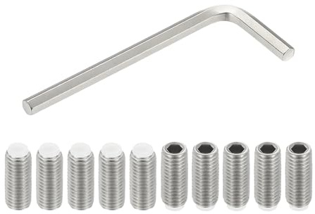 PATIKIL Vis Sans Tête M10x25mm Pointe en Nylon, 10Pcs Boulon à Tête Creuse Hexagonale Métrique en Acier Inoxydable 304, Anti-Dérapant, Entraînement Hexagonal Interne Avec Clé à Molette