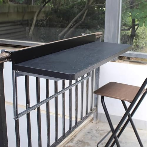 Balkon-Stehtisch-Geländer, klappbarer Hängetisch for den Außenbereich, Balkon-Geländer-Tisch, hängende moderne Haushaltsbar aus Aluminiumlegierung, platzsparend, Deck-Geländer-Zubehör(120x40cm/47.2x15