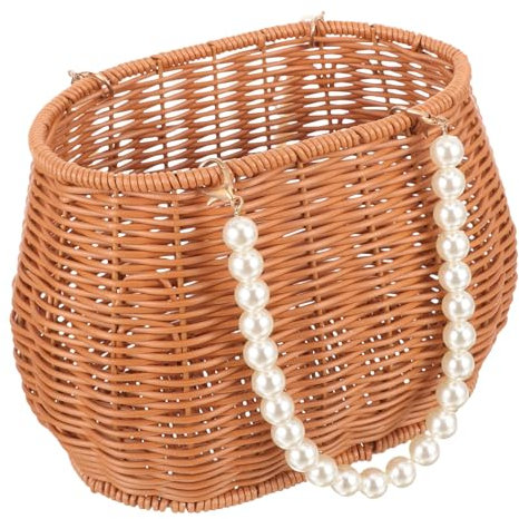 Sosoport Simulierte Rattan- -blumenarrangement Und Aufbewahrungskorb Multifunktionaler Handgewebter Korb Für Kreative Wohnkultur Ovaler Picknickkorb Für Blumen Und Kleinigkeiten