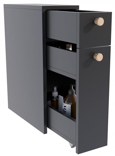 MATKAM Nischenschrank Frodo – Stilvoller Sockelschrank für Küche und Bad, Platzsparender Organizer, 61,8 x 21 x 45 cm (H x B x T) (Schwarz)