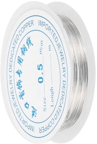 Kvartsman 0,5 mm/24 Gauge koppartråd för smyckestillverkning silver | 1 rulle, hantverksbeständig pärltråd, för smyckestillverkningstillbehör, 6 m