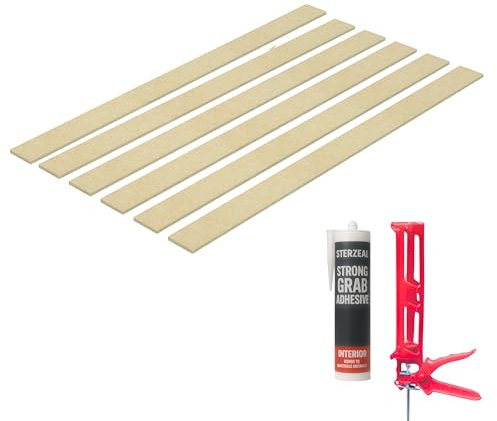 STERZEAL Shaker Style Wall Panelling Kit – 6 MDF Slats 100cm x 10cm – 3D Paintable Wood Wall Panels – Moisture-Resistant HDF Strips for DIY Feature Walls – Easy Install with Optional Adhesive