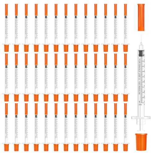 40 stycken 1 ml plastvalvsprutor, mångsidiga mätverktyg, flytande mätning spruta med måttstreck, individuellt förpackad