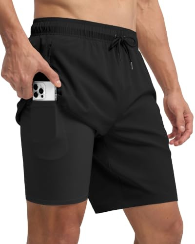 WILLIT Badbyxor herr med dragkedja badshorts herr boardshorts snabbtorkande vattenavvisande fritidsshorts sportbyxor korta med dragsko nätfoder