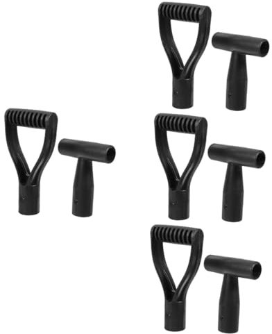 TOYANDONA 4 Ensembles Bêche en Acier en Forme De T Manche De Bêche De Jardinage Robuste Poignée De Pelle en Y Poignée en D Poignée De Remplacement De Fourche À Creuser Noir 2 Pièces * 4