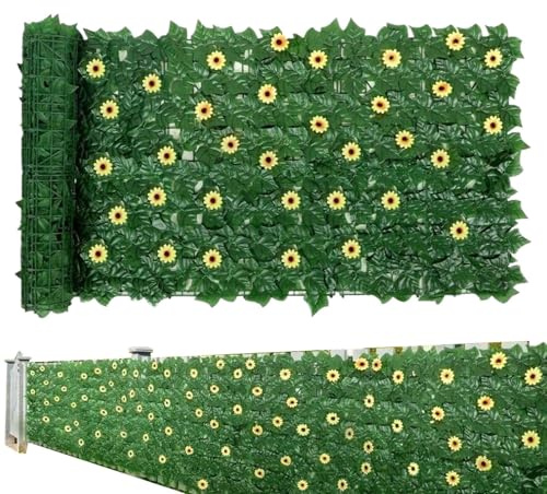 Recinzione per la privacy di edera artificiale, espandibile, resistente ai raggi UV, pannello decorativo realistico da parete, divisorio per balcone esterno, copertura per recinzione da giardino