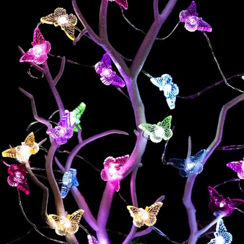 ENLACE Lichterkette Schmetterling, 3M 30 LED Schmetterling Lichterkette Batteriebetrieben, Schmetterlinge Deko für Hochzeits, Partys, Garten, Weihnachten Dekor, Frühlingsdeko, Außen und Innen