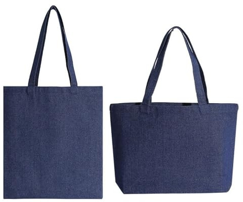 Ardorion Einkaufstasche mit Reißverschluss Baumwolltasche unbedruckt Einkaufsbeutel Shopper Jutebeutel Groß Tragetasche Stoffbeutel zum bemalen Reisetasche Tote bag