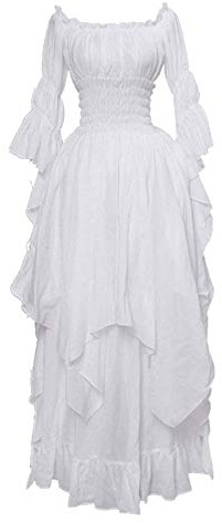 Halloween Costume, Fancy Dress for Women Steampunk Gothic Maxi Dress Ruffle Layered High Low Victorian Dresses Chemise Medieval Pirate Peasant Irish Long Ladies Tea Party Dresses
