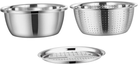 BUGUUYO De Cuenco Rallador De Acero Inoxidable Rallador Multifunción y Colador Para Verduras Para Cocina y Hogar Ensaladas y Cortar Verduras Fácilmente