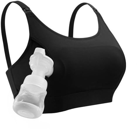 momcozy Reggiseno Allattamento,Reggiseno Regolabile a Mani Libere per Tiralatte per Sostenere Le Pompe e Allattare,Estrazione e Allattamento in Uno, Nero,M