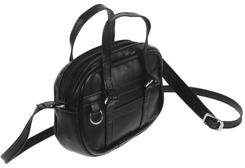 Kisangel Miniatyr Mini Crossbody Väska Modell i Svart Pu-material Dekorativ Dockväska Dockor Lätt och Portabel Accessoar för Dockkläder och Samlingar