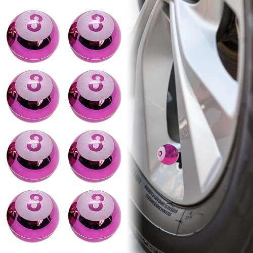8PCS Number 8 Tyre Valve Caps Plastic Dust Caps for Car Tyres, Universal Purple Car Tyre Valve Cap, Screw-On Dust Cap Covers for Cars SUVs Bikes and Motorcycles, Easy to Install