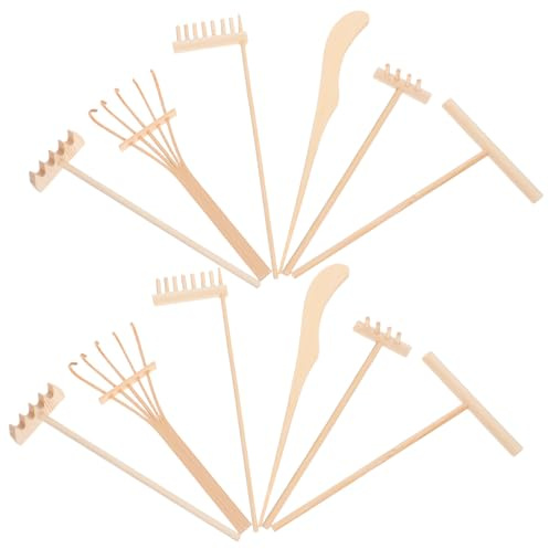 Gogogmee Mini Zen Garden Râteau Bois Accessoires de Jardin de Sable pour Relaxation et Décoration de Bureau