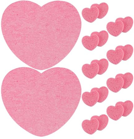 TOYZFRIENDY 20 Stück Herzförmige Peeling Gesichtsschwämme Weiche Reinigungsschwämme aus Zellstoff Hautfreundlich 63x63x8mm Tragbar für Tägliche Gesichtsreinigung und Hautpflege