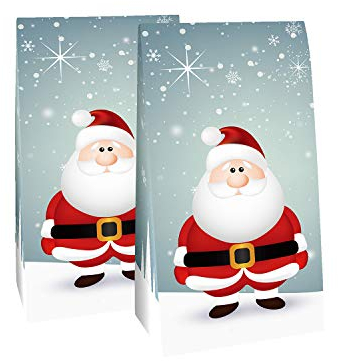 pajoma® Adventskalender zum Befüllen Santa – 24 beschichtete Papiertüten mit Zahlenaufklebern | DIY Weihnachtskalender Bastelset | Geschenktüten für Weihnachten