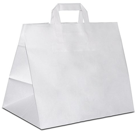 HUTNER 100 x Bäckertüten weiß 32+22x27 cm | Papiertüten extra breiter Boden | Konditortaschen Papier | Take Away Tüten