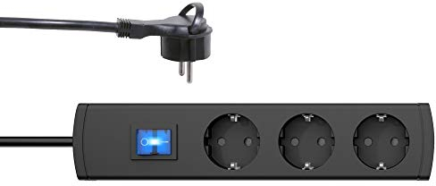 Kopp UNOversal® Plus 3-Fach Steckdosenleiste 1,4m mit Schalter I Flacher Winkelstecker + Großer Dosen-Abstand + Anschraubbar + Berührungsschutz I Mehrfachsteckdose anthrazit – 233305011