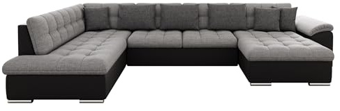 Mirjan24 Eckcouch Ecksofa Niko, Design Sofa Couch mit Schlaffunktion U-Sofa Große Farbauswahl Wohnlandschaft (Ecksofa Rechts, Soft 011 + Lux 05 + Lux 06)