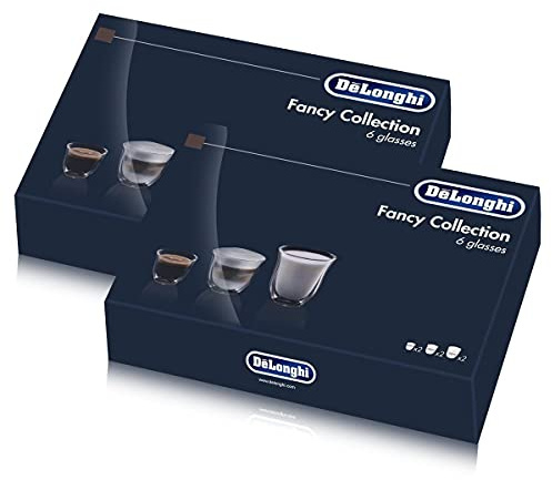 Delonghi Fancy Box 6er Set Thermo Gläser - Espresso, Cappuccino, Latte Macchiato Gläser DLSC302 (2er Pack)