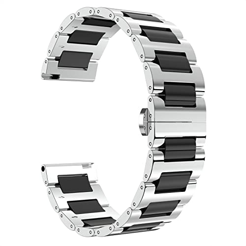 BINLUN Ersatz Armband Edelstahl Keramik Armband Poliert 12mm /14mm /18mm /20mm /22mm mit Butterfly Schnalle