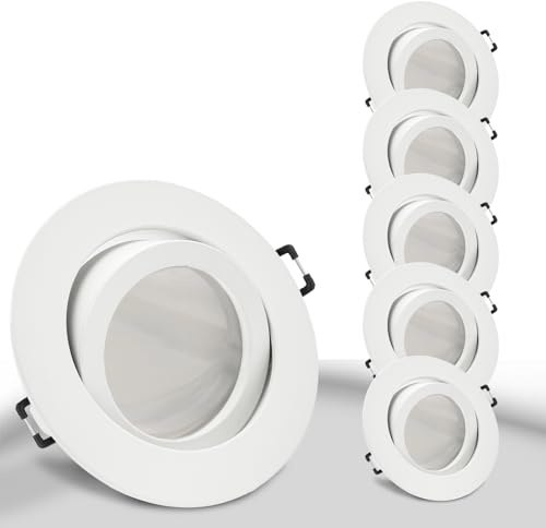 trendlights24 Premio-C LED Einbaustrahler 230V 5er Set 6W Warmweiß GU10