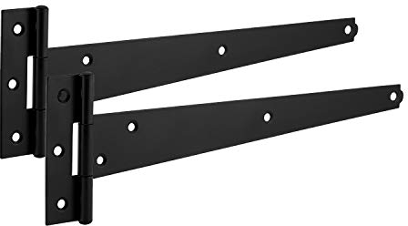 XFORT Lot de 2 charnières noires en T de 200 mm, en métal avec revêtement résistant aux intempéries et à la rouille, charnières en T idéales pour une utilisation extérieure