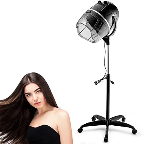 RELAX4LIFE Trockenhaube 1050W professionel, Haartrockner für Friseursalon, Haartrockenhaube mit Standfuß, 125-160cm höhenverstellbar, einstellbare Temperatur 40-75℃, 60min. Schaltuhr, schwarz