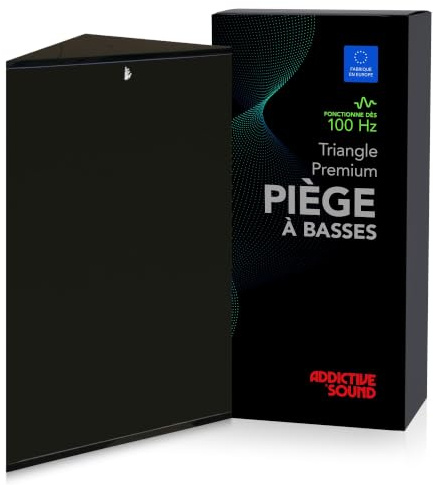 Addictive Sound Bass Trap d'Angle Premium 100 cm, Noir | Piège à basses autoportant et empilable, laine acoustique haute densité, tissu 275 g/m², fabriqué en UE, garantie 3 ans