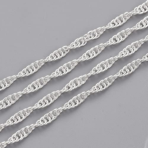 Perlin Gliederkette Silber 3 m 2 mm Schmuckkette Metall Rundkette Link Kette Meterware für Halskette Armband Schmuckherstellung DIY Basteln