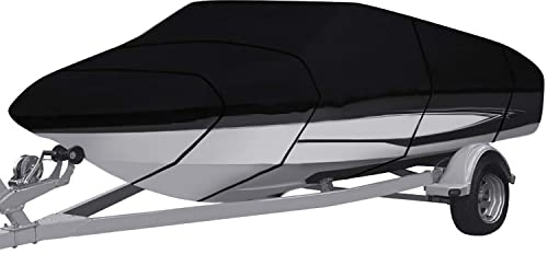 Schleuder Bootspersenning Bootsabdeckung,210/420D Oxford Gewebe Wasserdicht Staub Schutz Persenning Bootsplane,für Yacht Schnellboot Runabout Fisch-Ski (420D,20-22FT-V)