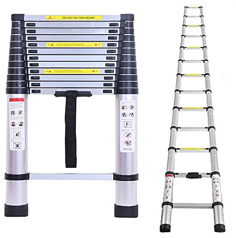 Scala telescopica pieghevole da 5 m, in alluminio, portata 150 kg, in lega di alluminio, design antiscivolo