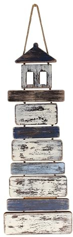 Sea-Club Wand-Deko - Leuchtturm Wanddeko Holz/Metall 19x63cm