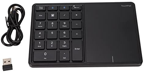 Tastierino Numerico Wireless, Tastiera Numerica Esterna 2 in 1 BT 4.2 con Touchpad 2.4G Tipo C Ricarica per, per IOS, per Android e per OS X(Nero)