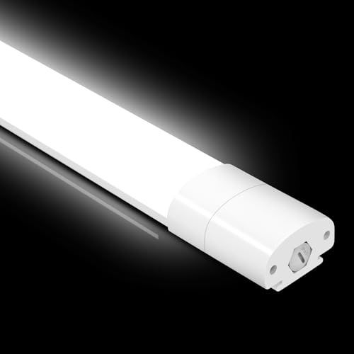 IEGLED LED Feuchtraumleuchte 60CM, Deckenleuchte LED Röhre 20W 2200LM, IP65 Kellerleuchte, Wasserfest Feuchtraumlampe Wannenleuchte für Keller Werkstatt Garage Küche Bad Büro, Neutralweiß 4000K