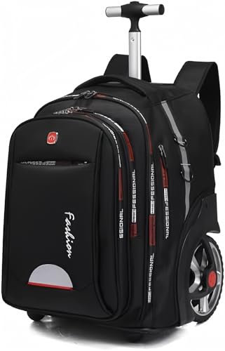 Glodiar Rollrucksack, große Laptoptasche, Aktentasche, Rucksäcke mit Rädern, für Damen, Erwachsene, Reisetrolley, Büro, wasserdichter Rucksack mit Rädern, Schwarz, 22inch, Business
