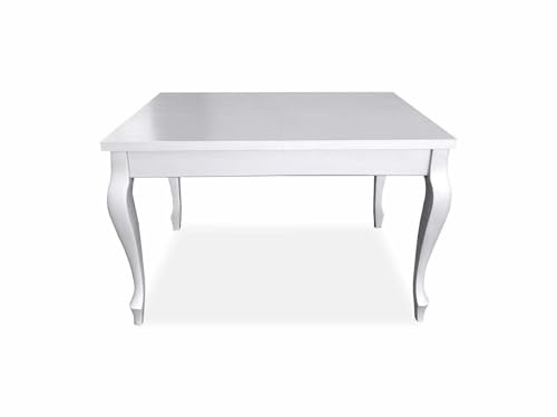 Ares Meble Esstisch Ausziehbar Alan - Esszimmertisch - Holztisch Esszimmer - Dining Table - Buchenholz - 120 x 80 + 40 cm - Weiß