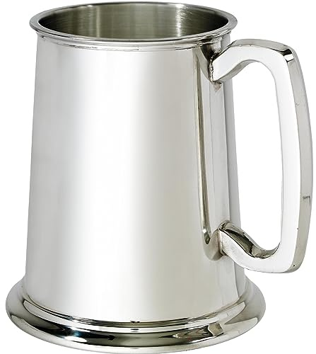 I LUV LTD Zinn Glasboden Krug 1 Pint Schmucklos Konisch Rein Schwer Messgerät Bier Krug Möglich für Gravur Personalisierte Geschenke für Männer und Frauen