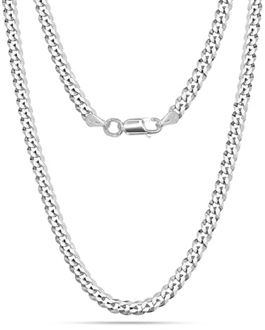 LeCalla Solid 925 Sterling Silver Italian 6mm Diamond-Cut Cuban Link Curb Chain Necklace for Men Women (18, 20, 22, 24, 26 Inches), Made in Italy