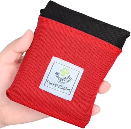 Taasmoog Mini-Taschen-Picknickdecke, Wanderdecke, leicht, wasserdicht, sandfrei, faltbar, dünne Bodenplane für Outdoor-Camping, Wandern, Reisen (70 x 110 cm, Rot)