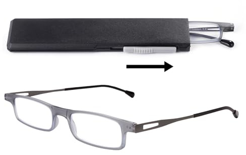 OKH Blaulichtblockierende Ultradünne Leichte Lesebrille für Damen und Herren, Anti-Augen-Überanstrengung, Kompakte Lesebrille mit Tragbarem Dehnbarem Flachem Gehäuse