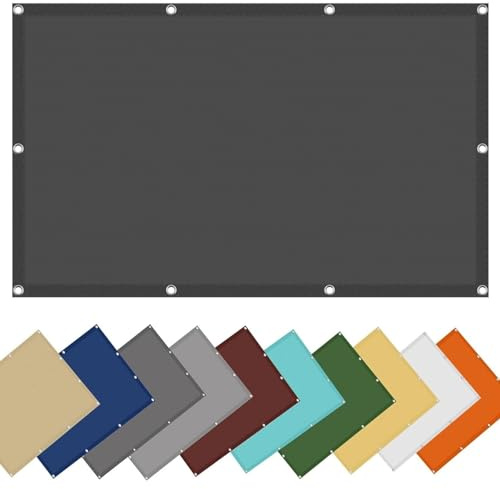 Sonnensegel Wasserdicht Rechteckig 1.2 x 3.5 m Sonnenschutz Windschutz Schattennetz Segeltuch Meterware 98% Uv-Schut Wetterschutz mit Seil für Garten Terrasse Outdoor Camping, Dunkelgrau