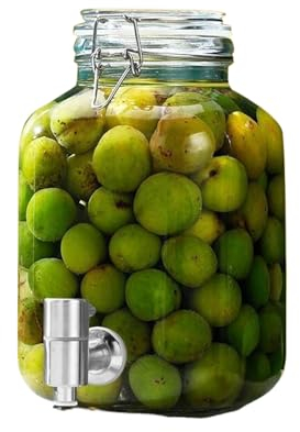 NJDQFA Jarra De Vidrio para Beber,Jarra De Vidrio con Grifo,Dispensador De Bebidas,Dispensador De Agua para Refrigerador,Dispensador De Limonada,Máquina De Bebidas,Without Bracket,3L