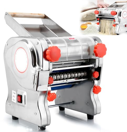 Macchina per pasta elettrica,Macchina per pasta,Macchina per pasta automatica,Laminatrice elettrica per pasta a rulli, con taglierina per tagliatelle da 3/9 mm,Spessore pasta 0,1-20 mm,RSS160