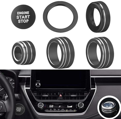 Tyifxom for Toyota Corolla 2023 2024 2025 2026 Air Conditioner, Mirror Knob Cover, Push Start Button Trim, Volume Knob Cover, Corolla Interior Trim (6pcs) (Black)