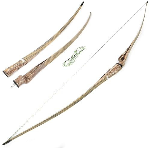 60/62/64 Traditional Longbow 20-50 Lbs Takedown Wood Longbow Recurve Bow for RH Archery Target Hunting (64/40lbs)