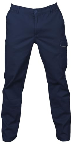CHEMAGLIETTE! Pantaloni da Lavoro Uomo Power, 98% Cotone, Certificato CE CAT1, Multitasche, Elastici Vita,Blu Navy,XL
