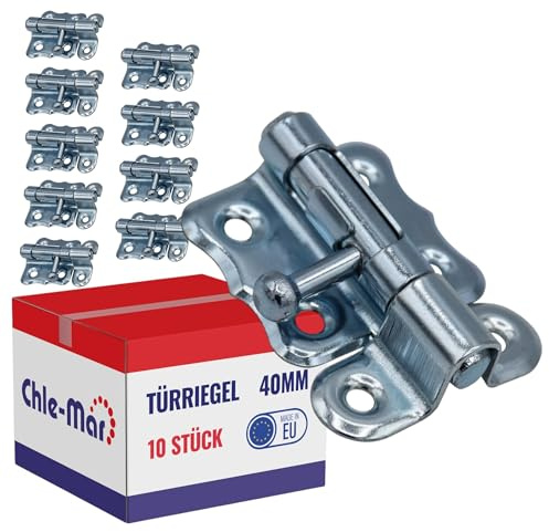 Chle-Mar 10x Türriegel klein 30 mm, Universelles Edelstahl Riegelschloss | Robuster Schubriegel für Türen, Gartentore, für Innen & Außen, Witterungsbeständiger Bolzenriegel, Universeller Schlossriegel