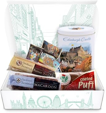 Edinburgh Scottish Confectionery Hamper with Vanilla Fudge, Shortbread, Tablet, Macaroon & Chocolate-Covered Honeycomb